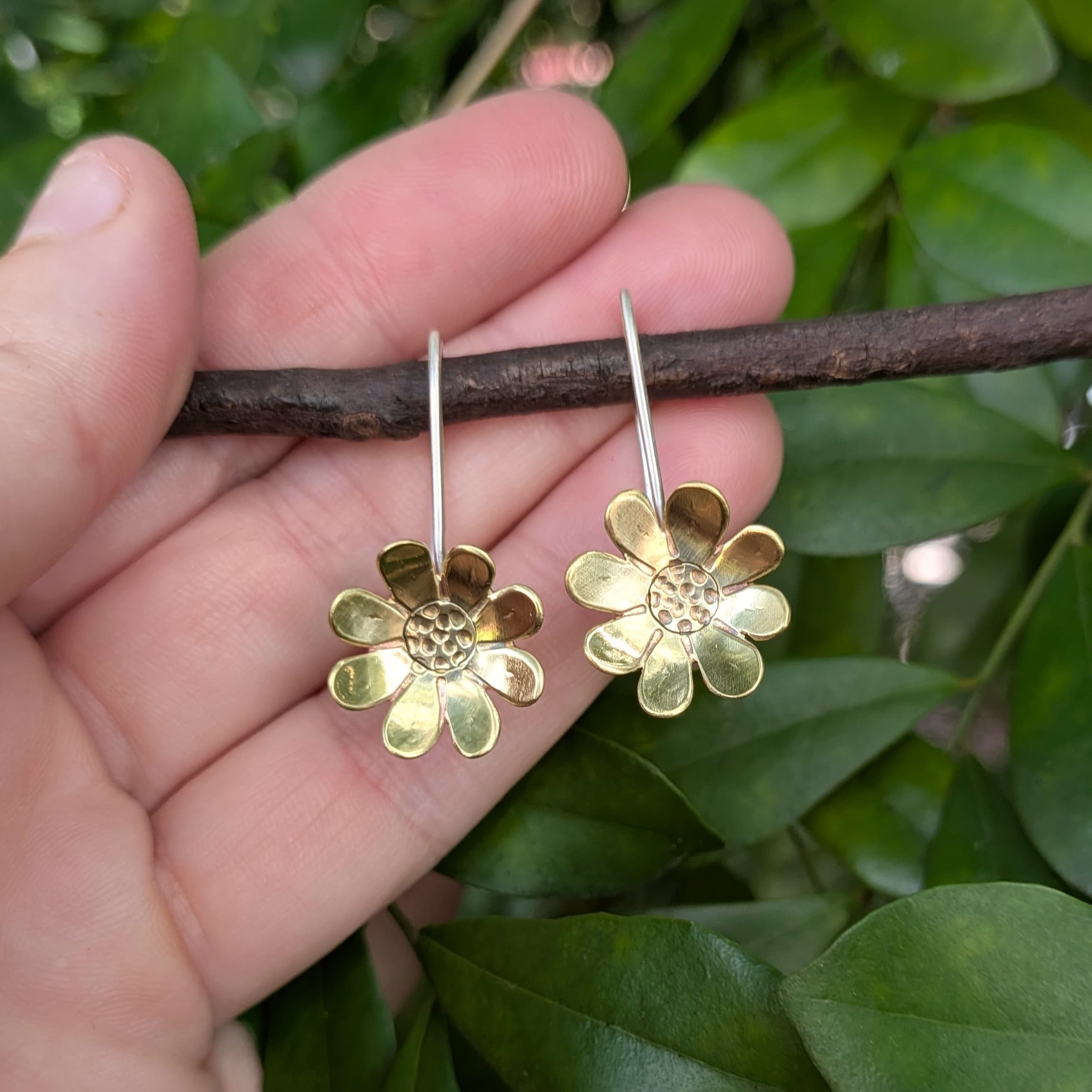 Yellow Daisy Soldered Drops — Jemica Ostrofski