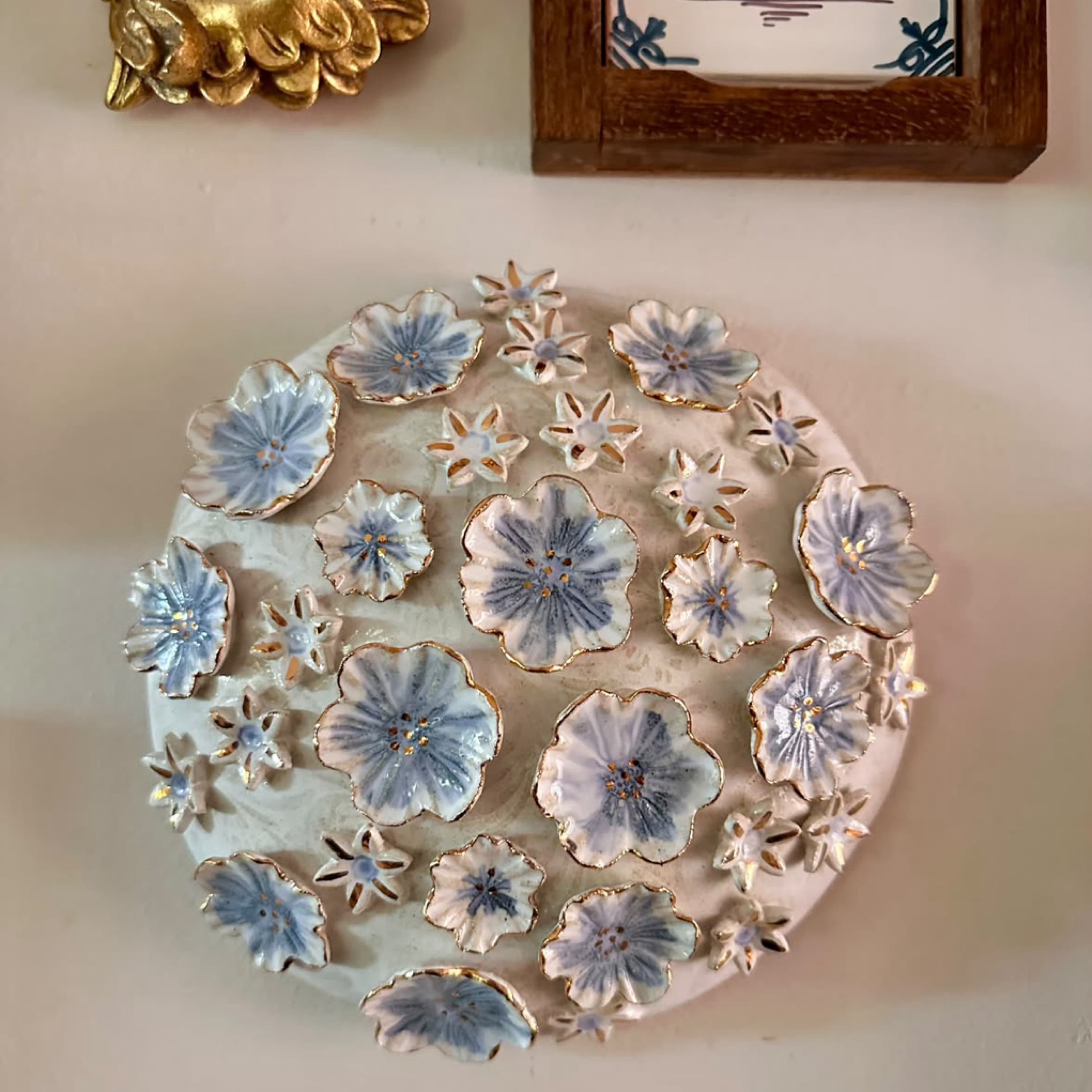 Sapphire Flowers Large Wall Art