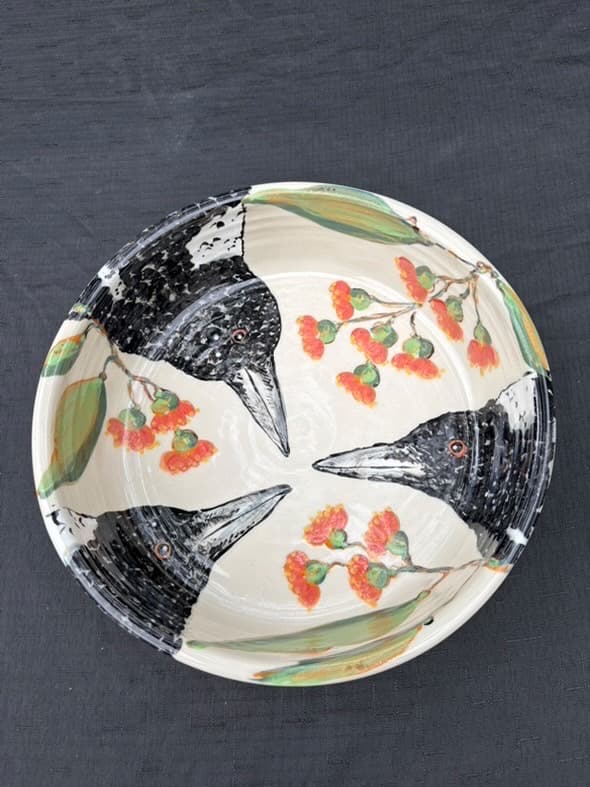 Magpie & Gum Blossom Serving Dish — Christine Pickett