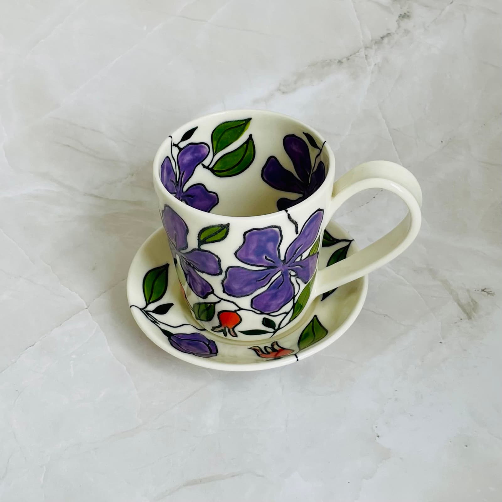 Purple Tibouchine Doppio Cup & Saucer — Juni Margrie