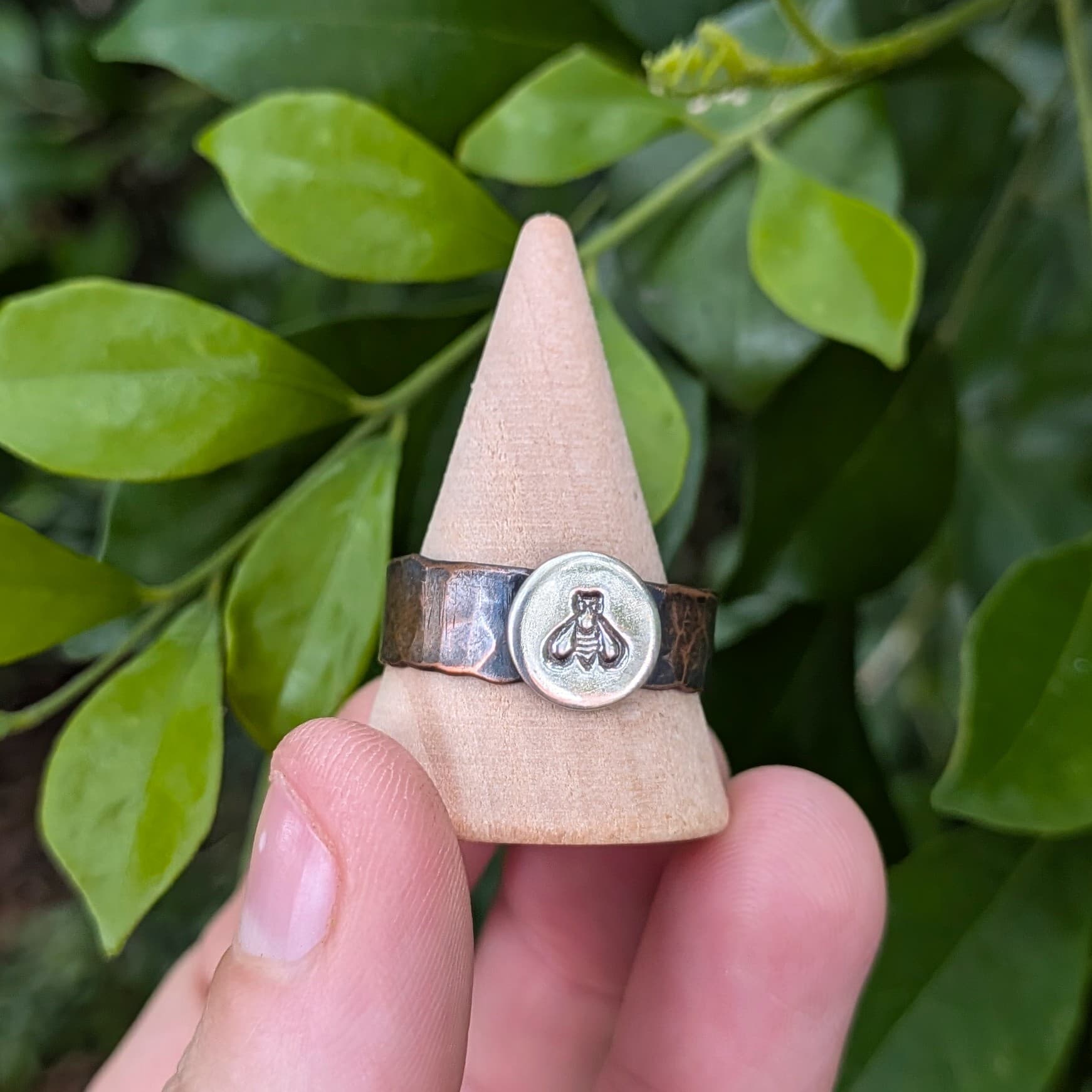 Sterling Silver & Copper Patina Bee Wide Ring — Jemica Ostrofski